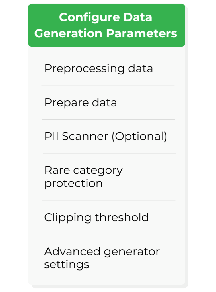 Configuring data generation parameters with Syntho