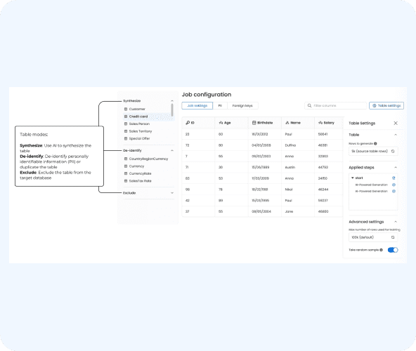 Comprehensive table and column operations